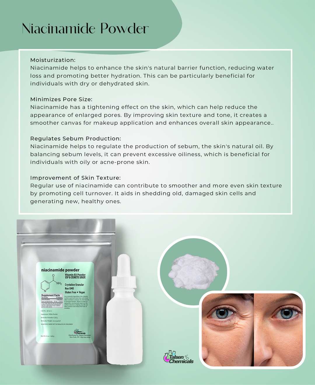 B3 Powder Niacinamide (Vitamin B3) Powder – TALSEN CHEM